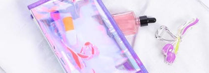 Schillernde Make-up-Taschen von Coetic, wasserdicht, tragbar, mit Reißverschluss, transparent, holografische Kulturbeutel, Junggesellinnenabschied, 10 Stück