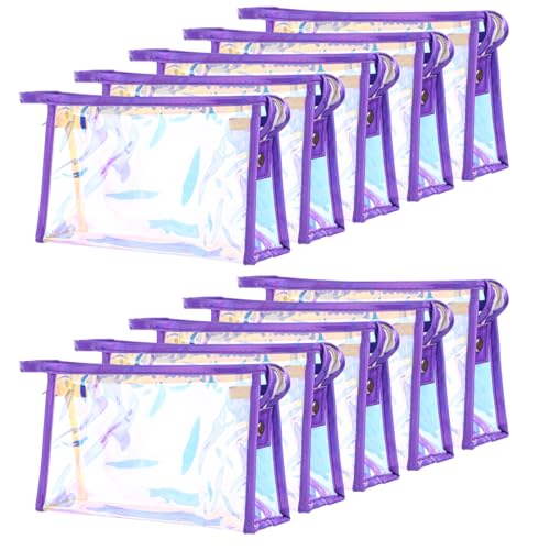 Schillernde Make-up-Taschen von Coetic, wasserdicht, tragbar, mit Reißverschluss, transparent, holografische Kulturbeutel, Junggesellinnenabschied, 10 Stück
